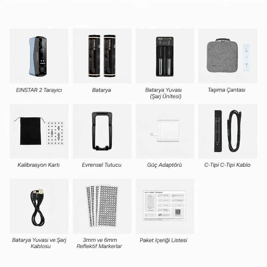 EinScan EinStar 2 3D Tarayıcının Kutu İ&ccedil;eriği